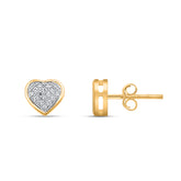 Heart Two Tone 10K Yellow Gold Diamond Stud Earring